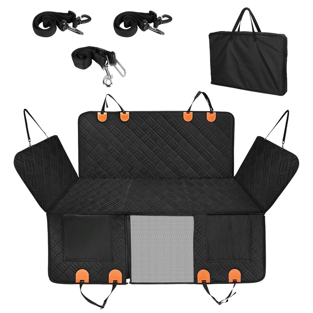 Waterproof Dog Car Seat Cover with Mesh Window and Side Flaps
