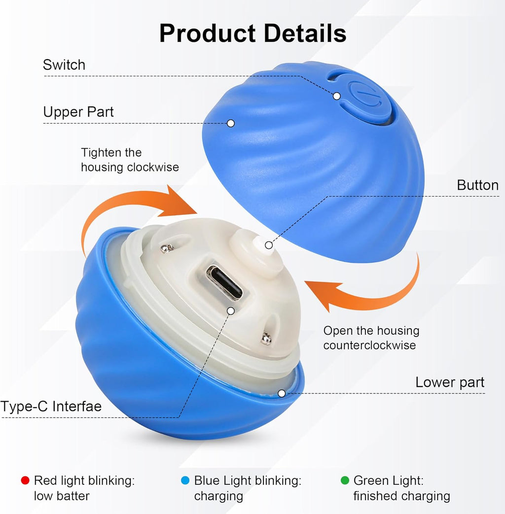 Interactive Smart Bouncing Ball for Dogs, USB Rechargeable
