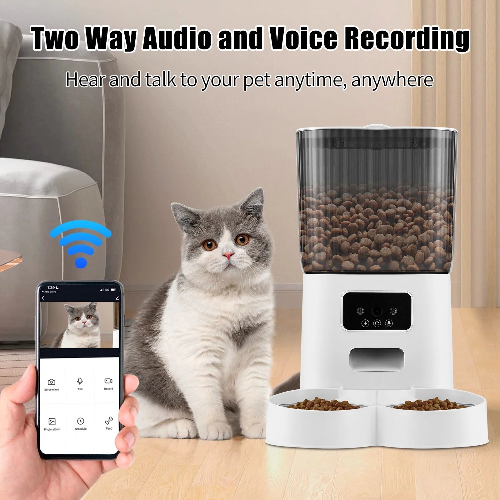 Automatic Pet Feeder with 1080P Camera and 5L Capacity