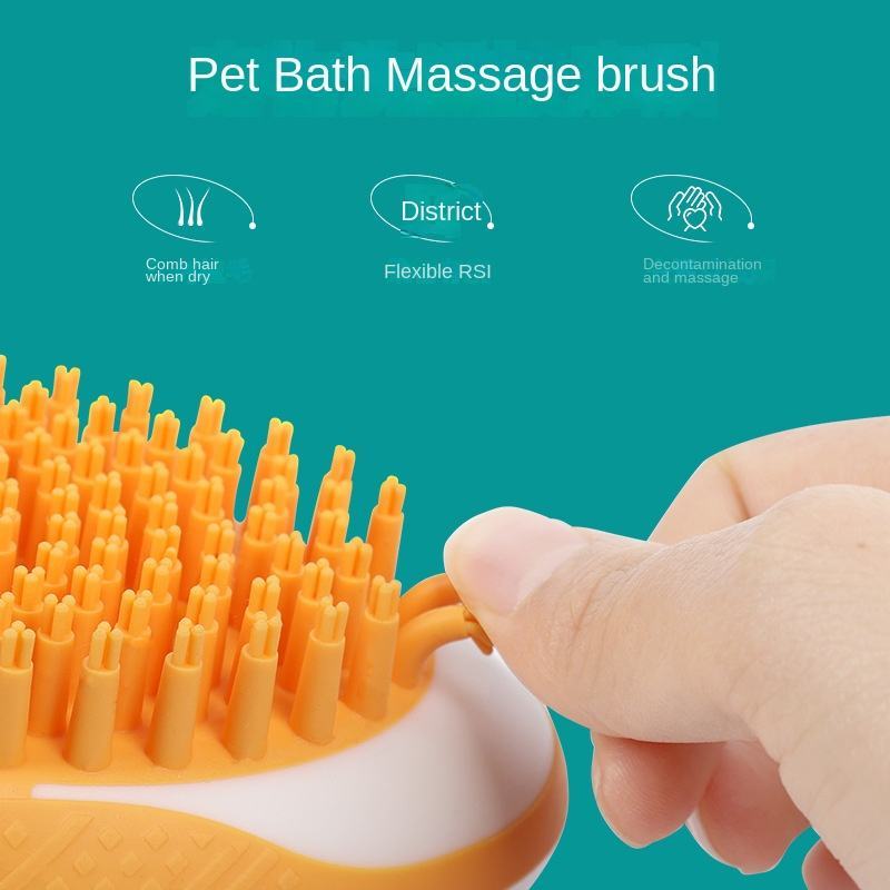 2-in-1 Bath & Grooming Brush for Cats and Dogs, Silicone Bristles