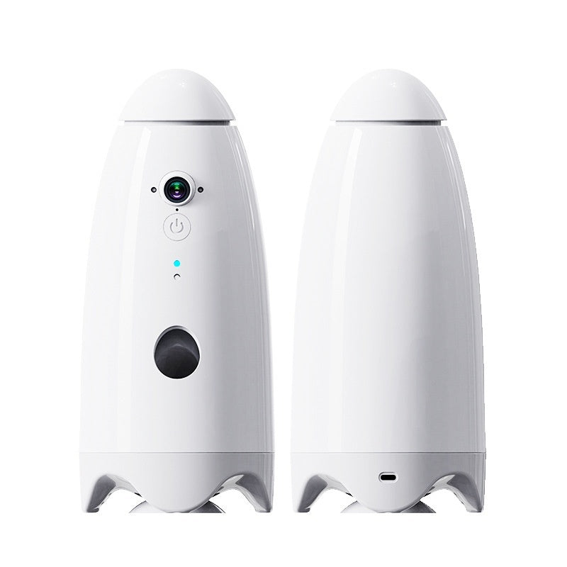 Automatic Pet Feeder with 1080p Camera, White, USB Rechargeable