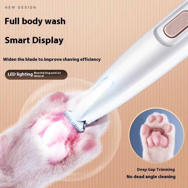 Dog Paw Trimmer with LED Light and Smart Display, White