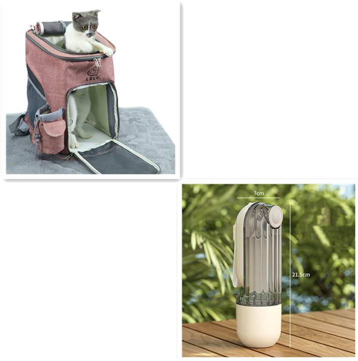 Portable Pet Water Bottle with Lanyard, 21.5cm, Beige or Green