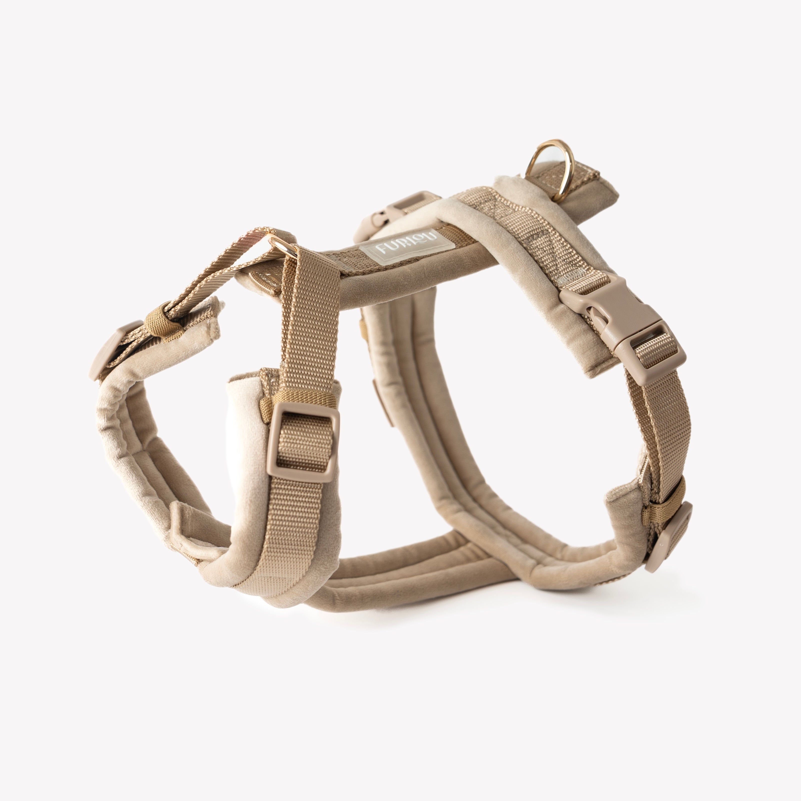 Velvet Dog Harness with Adjustable Fit and Gold Hardware