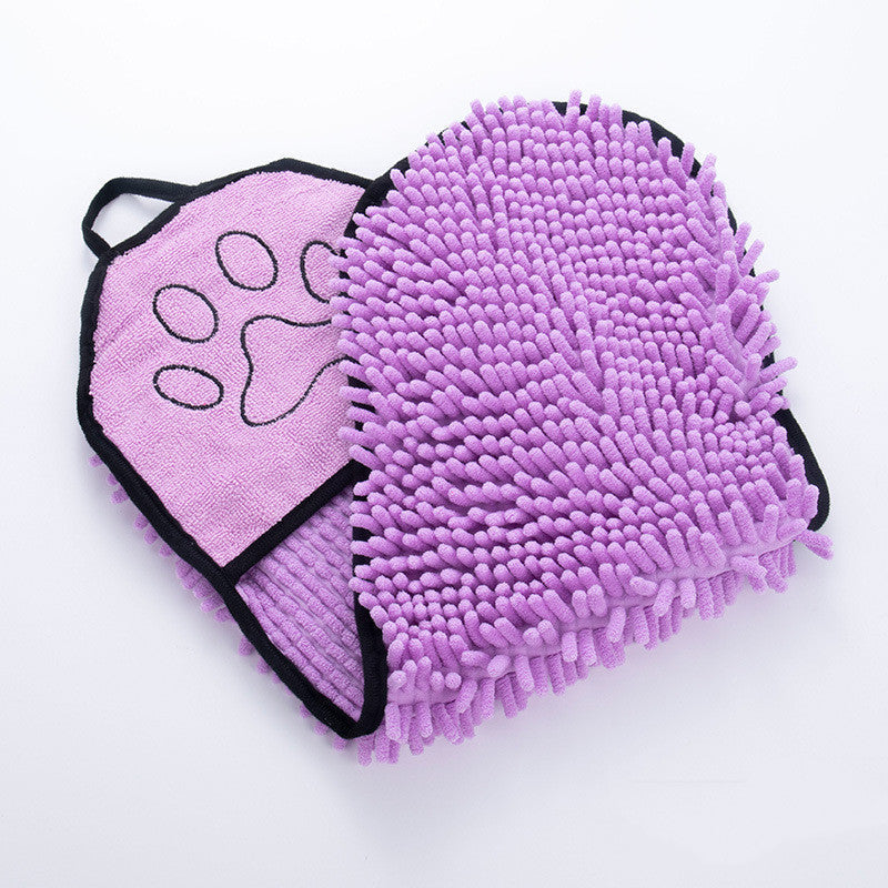 Chenille Dog Towel with Double Pockets, 62 x 23 cm