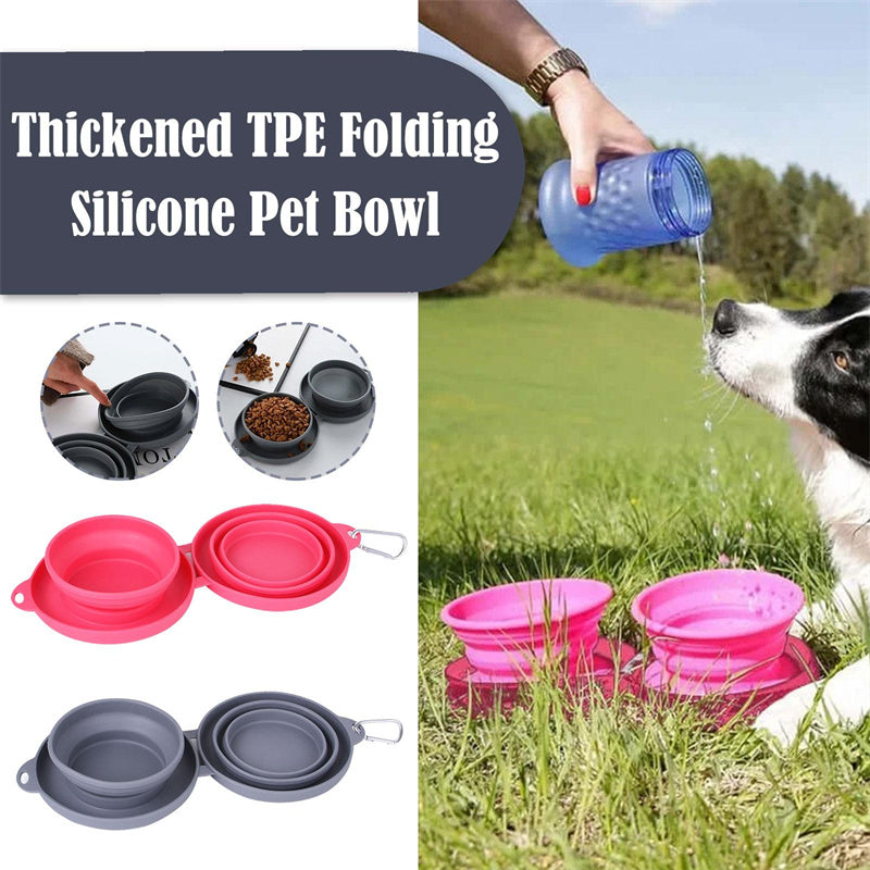 Collapsible Double Pet Bowl Set with Non-Slip Silicone Mat