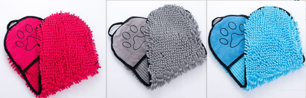 Chenille Dog Towel with Double Pockets, 62 x 23 cm