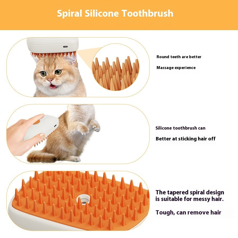 Gentle Steam Grooming Brush for Cats, USB Rechargeable