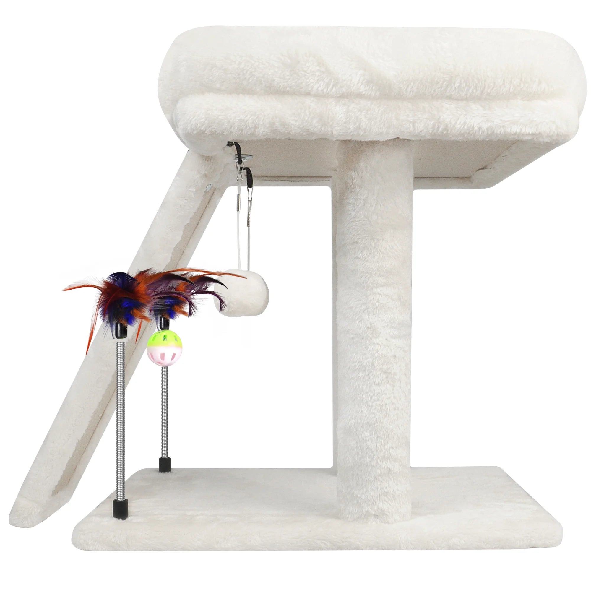 17.7" Cat Tree with Scratching Pad and Play Balls, Gray