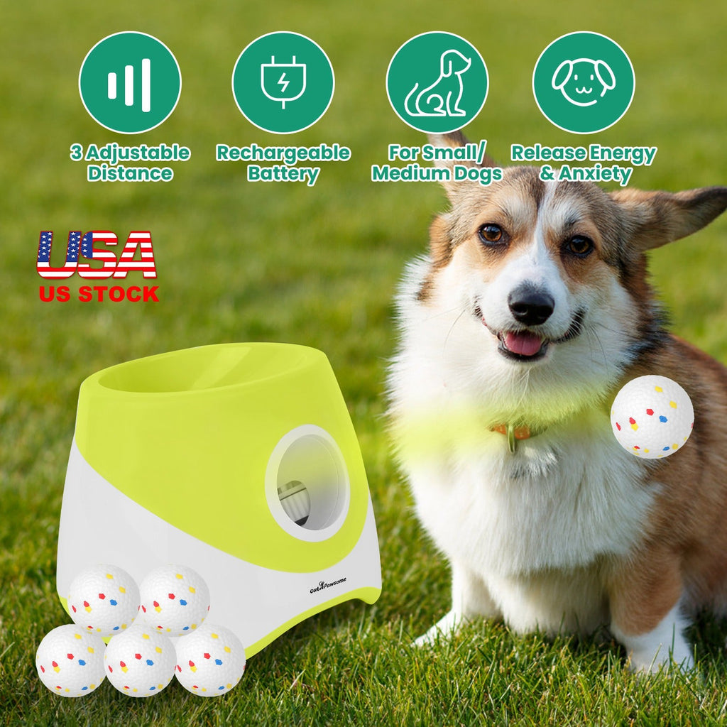 Automatic Ball Launcher for Small & Medium Dogs, 6 ETPU Balls Included