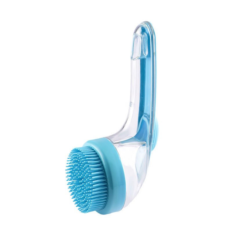 Dog Bath Brush with Built-In Shampoo Dispenser and Soft Bristles
