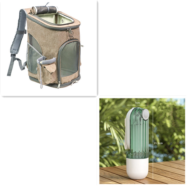Portable Pet Water Bottle with Lanyard, 21.5cm, Beige or Green