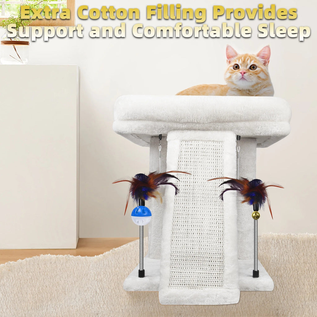 17.7" Cat Tree with Scratching Pad and Play Balls, Gray