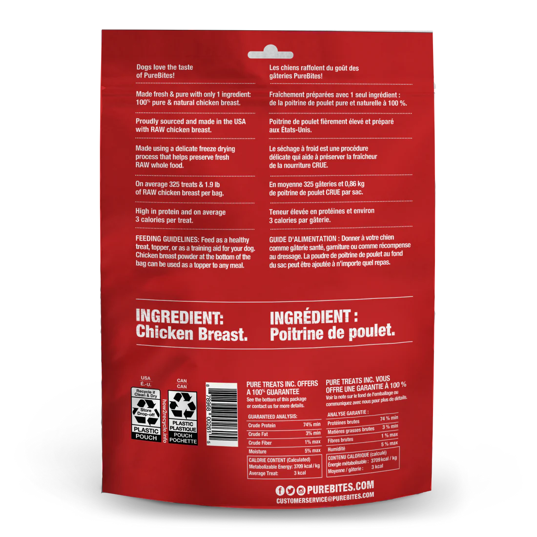 Freeze-Dried Chicken Breast Dog Treats, Single Ingredient, 1.4oz