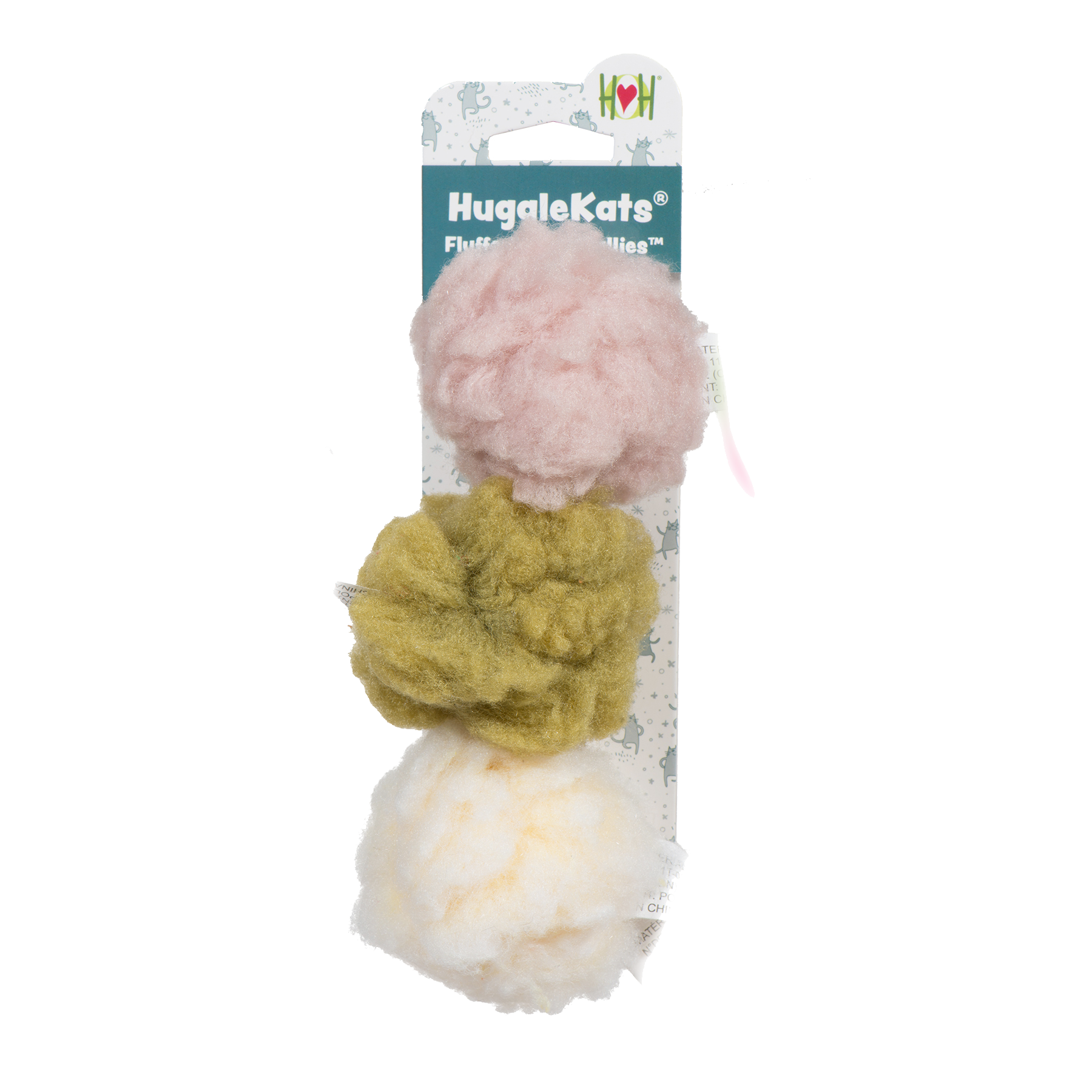 Silver Vine Fleece Cat Toy Balls with Rattle, 3-Pack