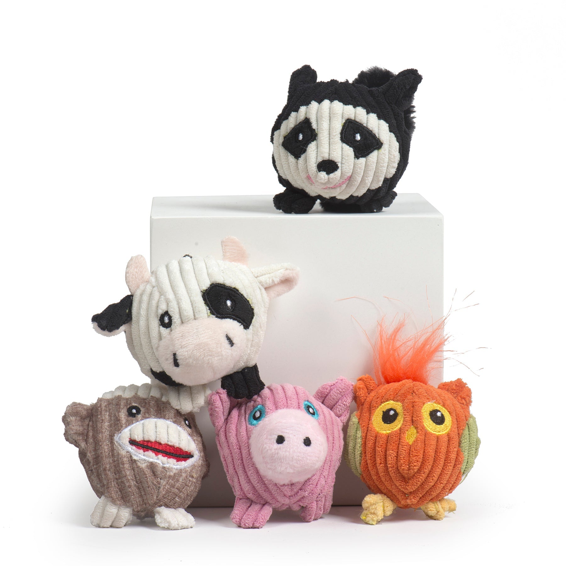 Wee Corduroy Crew Small Dog Plush Toy Set, 5-Pack