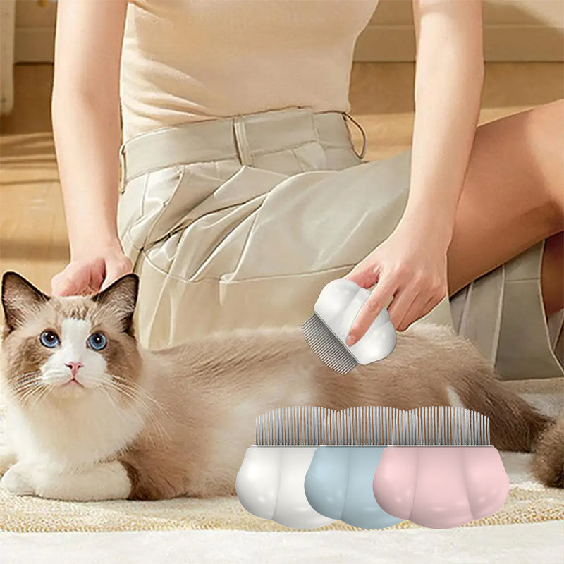 Pet Hair Removal Comb with Ergonomic Handle for All Coat Types