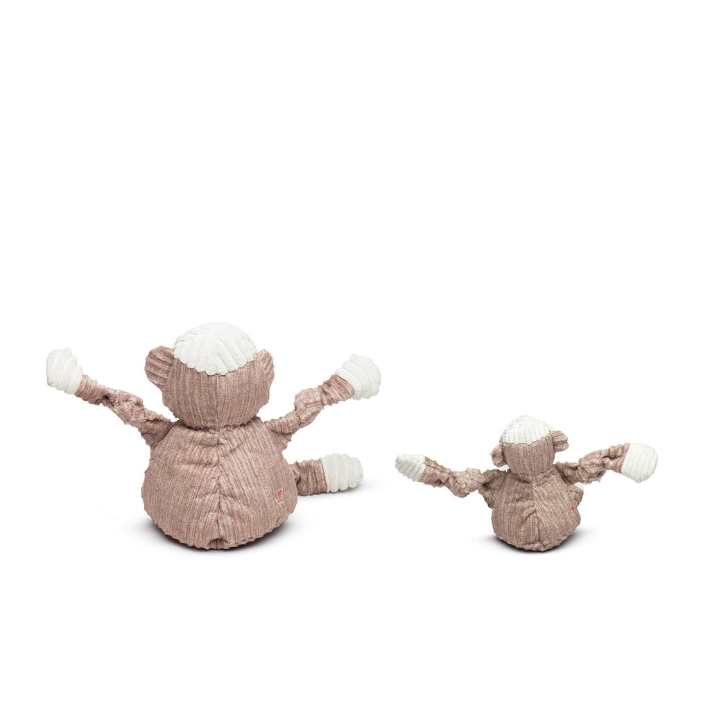 Original Sock Monkey Plush Dog Toy with Knotted Design and Squeakers