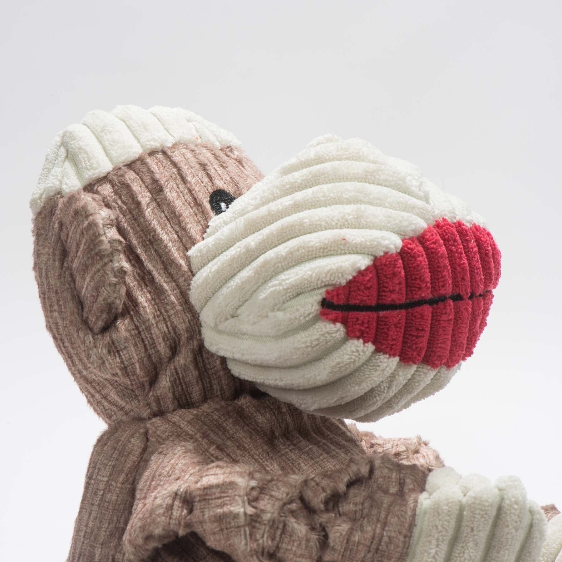 Original Sock Monkey Plush Dog Toy with Knotted Design and Squeakers