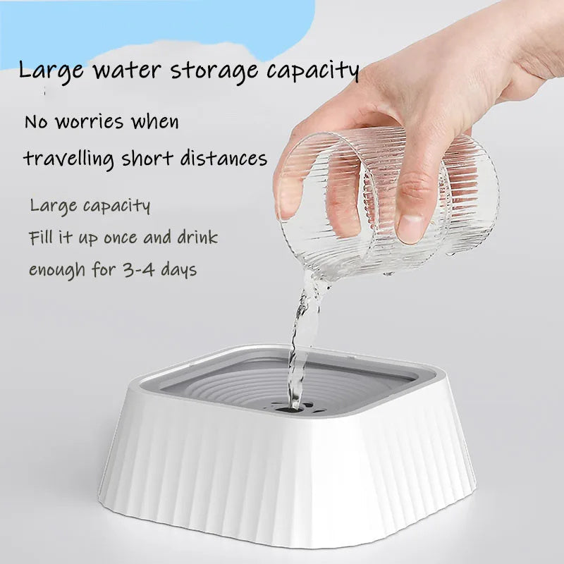 Floating Plate Pet Water Bowl, 1300ml, Anti-Spill Design