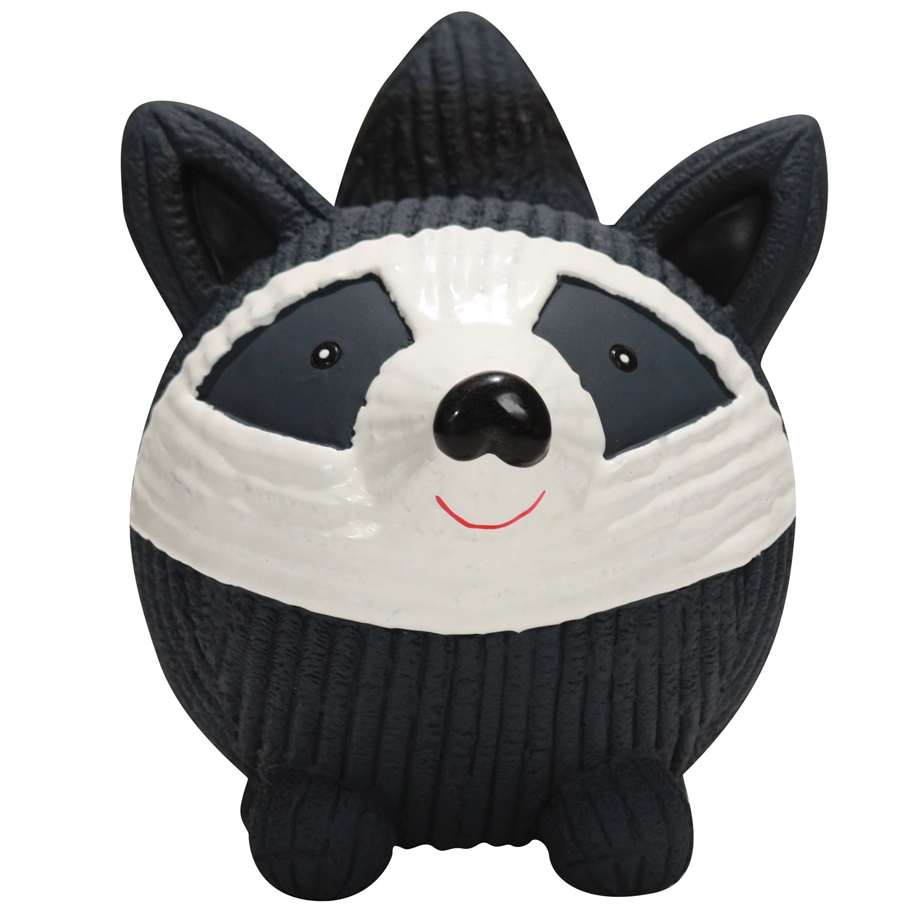 Reggie the Raccoon Ruff-Tex Ball Dog Toy, 3" Latex, Squeaker, Floats