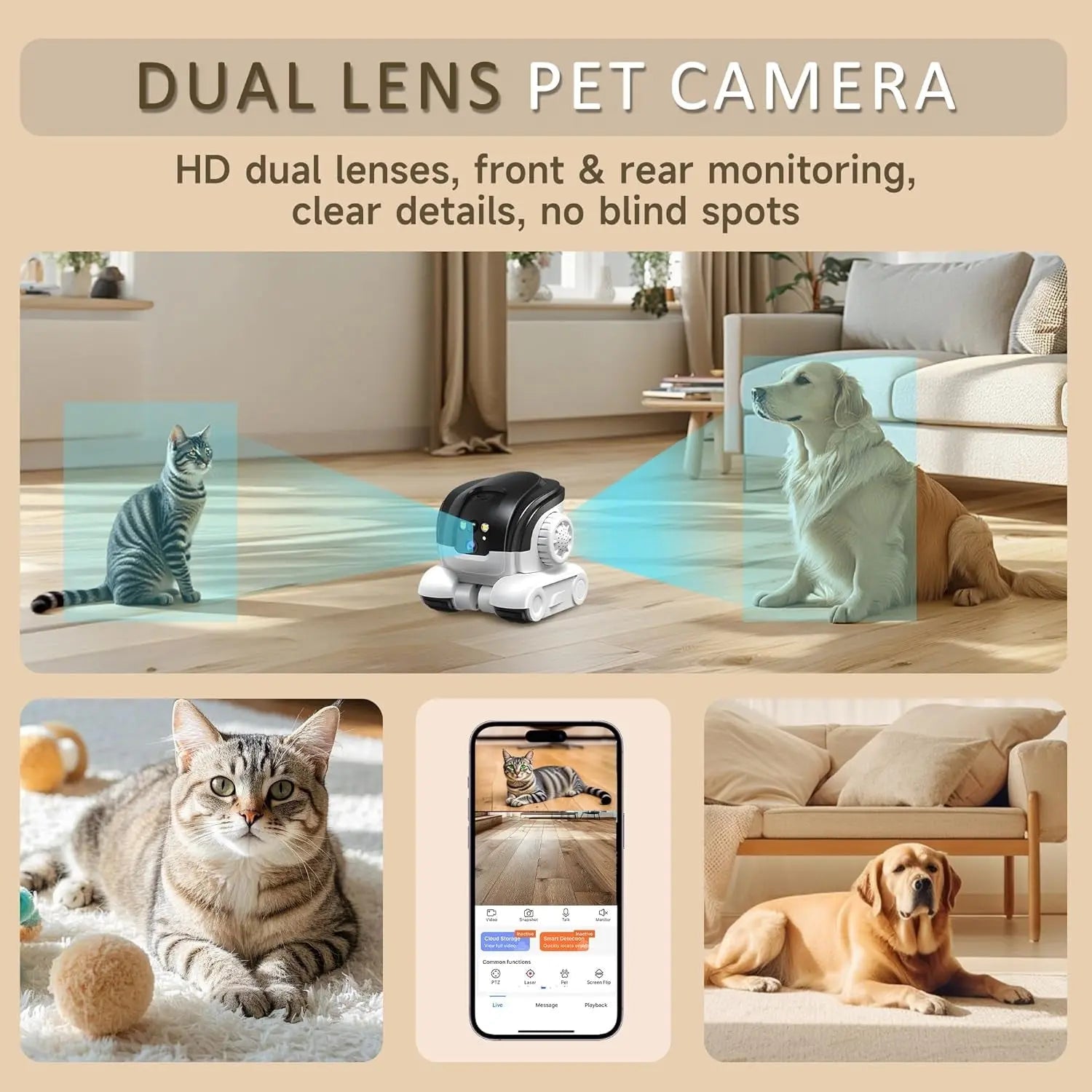 Smart Pet Camera Robot with 1080P HD Video and 360° App Control