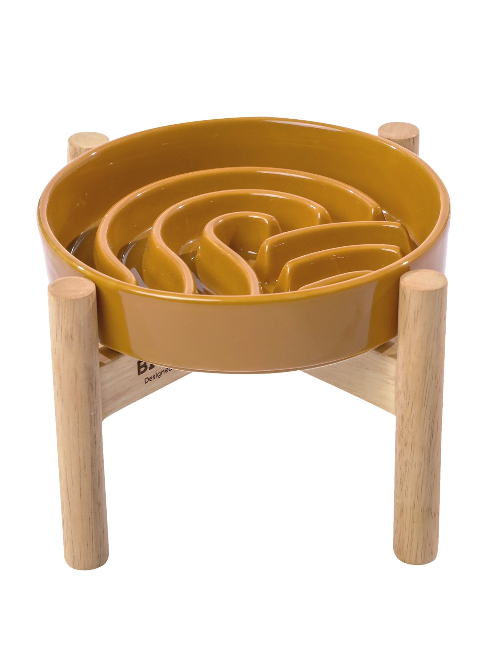 Ceramic Dog Bowl with Non-Slip Base and Optional Wooden Stand