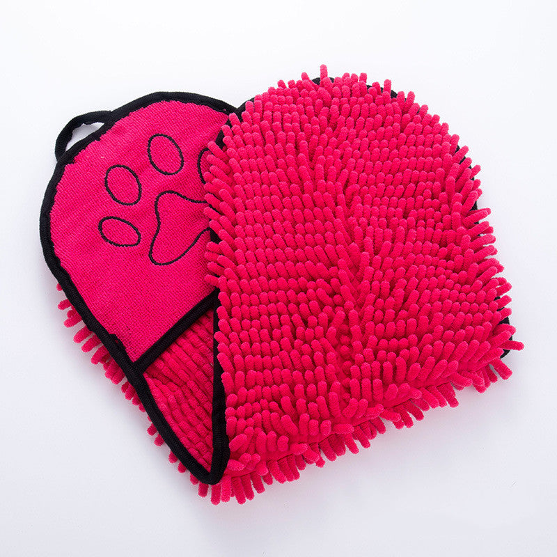 Chenille Dog Towel with Double Pockets, 62 x 23 cm