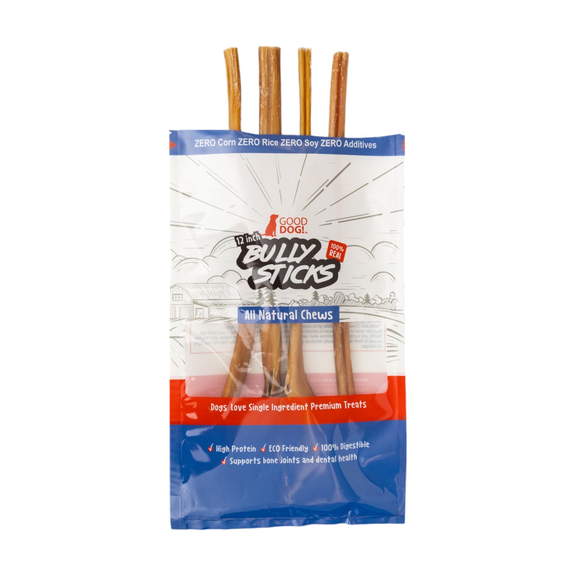 12-Inch Odor-Free Beef Bully Sticks for Dogs