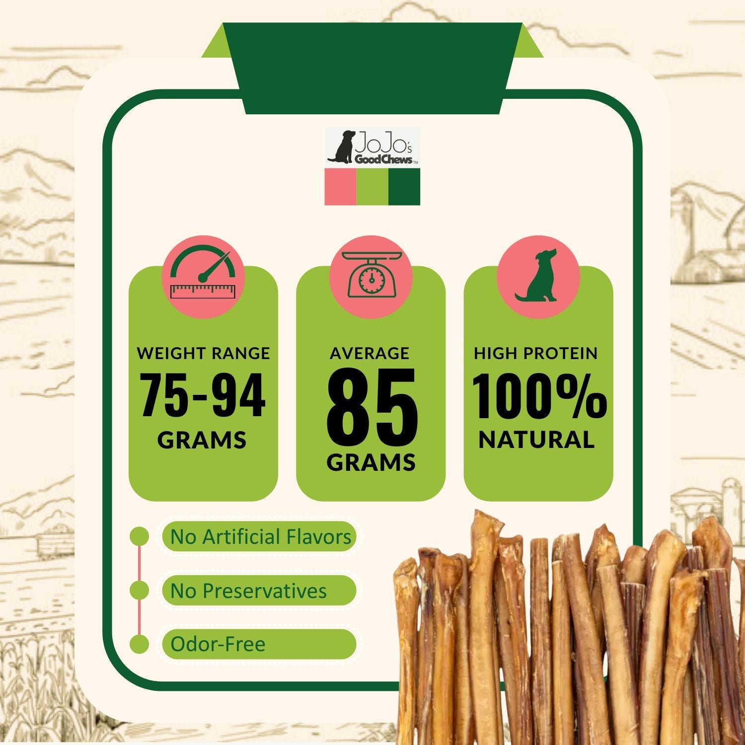 12-Inch Jumbo Beef Bully Sticks for Dogs, 2-Pack
