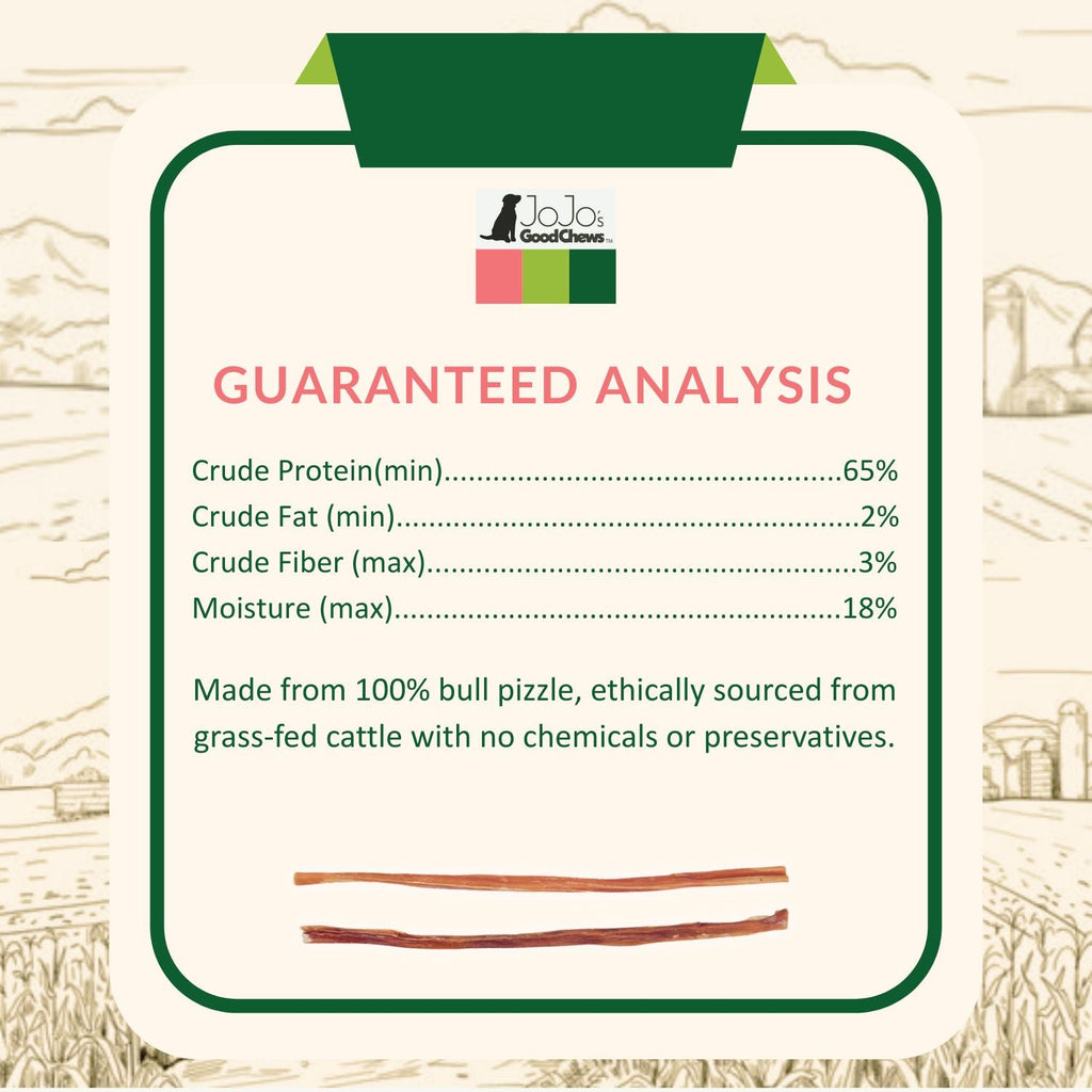 12" Thin Beef Bully Sticks – Odor-Free, Single Ingredient Dog Chew