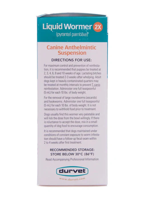 Durvet Liquid Wormer 2x for Puppies and Adult Dogs 8 oz. Hookworms Roundworms Safe