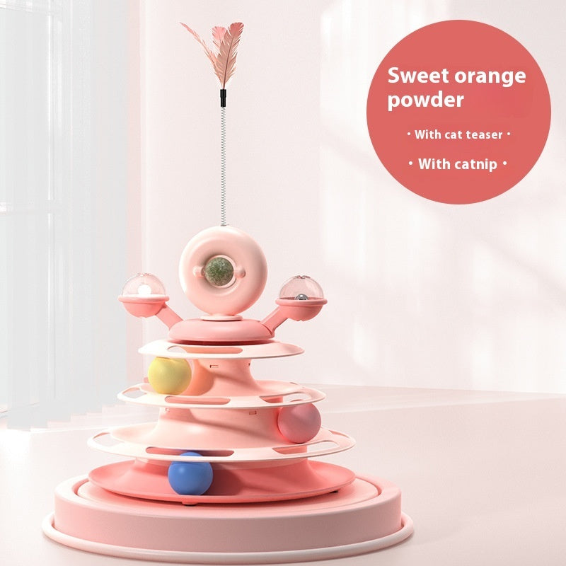 Four-Layer Cat Turntable Toy with Rotating Balls