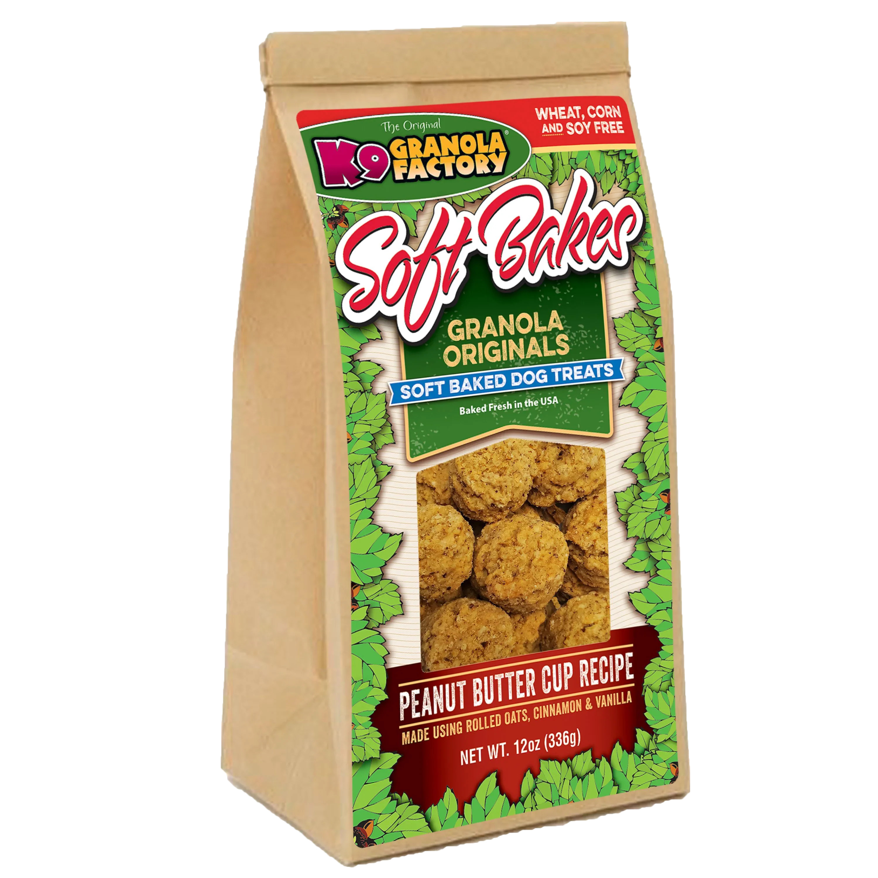 Soft Bakes Dog Treats with Rolled Oats, Peanut Butter & Carob Chips