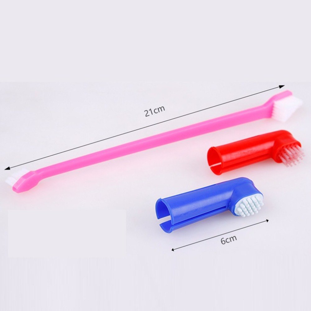 Double Head & Finger Toothbrush Set for Dogs and Cats