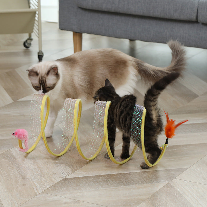 Cat Tunnel Toy Set with Plush Mouse & Sisal Ball, Foldable 50cm