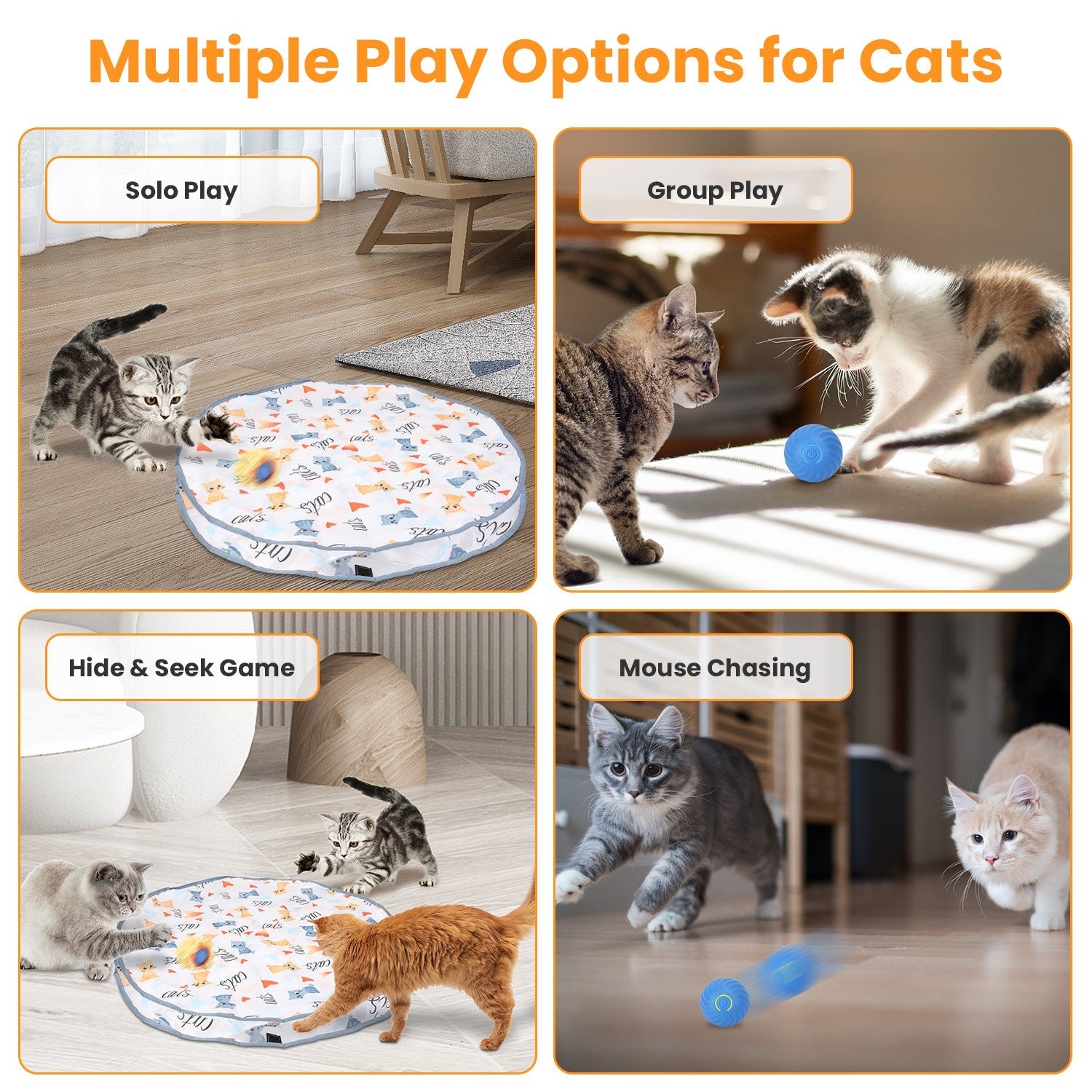 Interactive Rolling Ball Cat Toy with Rechargeable Battery