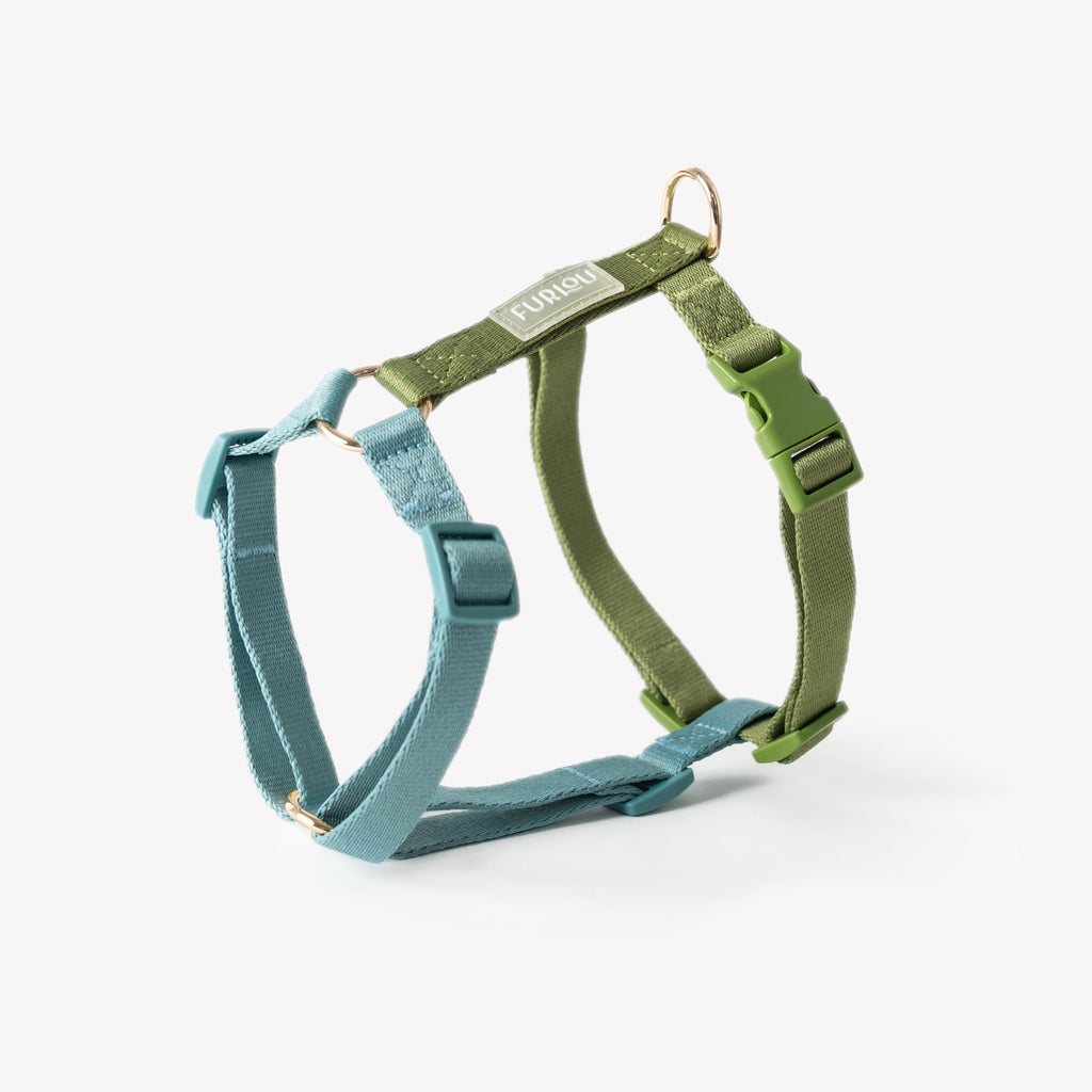 Adjustable Dog Harness with Gold Hardware and Color-Matching Buckles