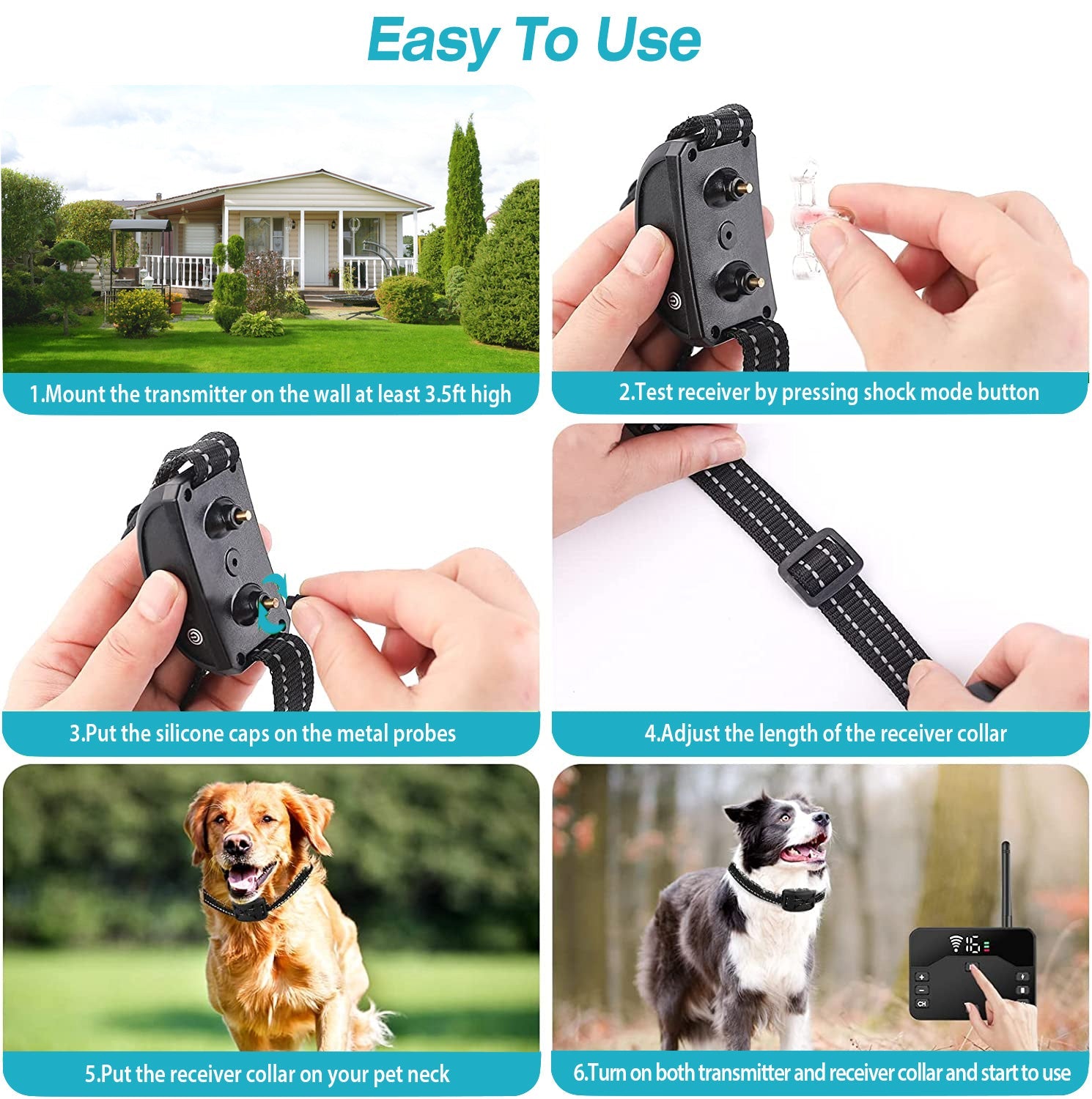 Gbruno 2-in-1 Wireless Electric Dog Fence with Adjustable Range