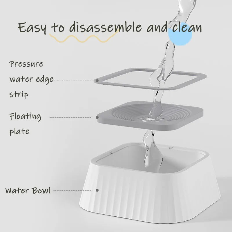 Floating Water Bowl for Pets, 1300ml Anti-Spill Design