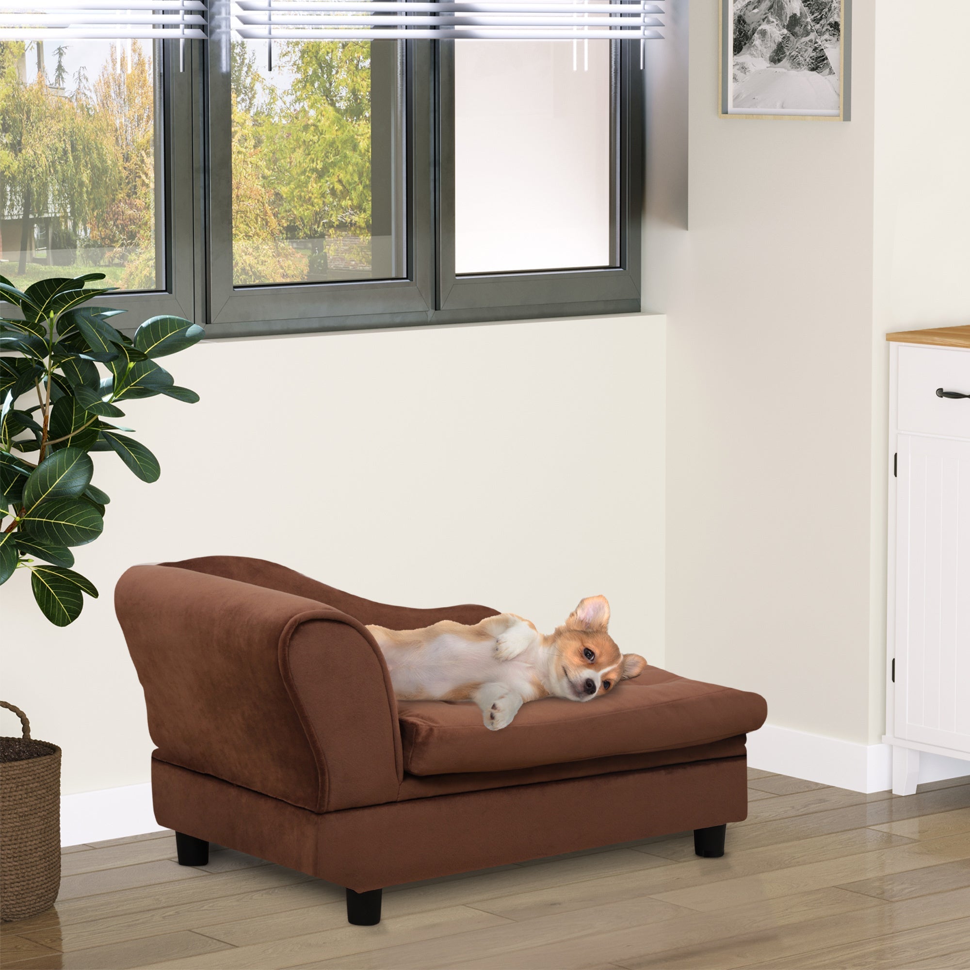 PawHut Luxury Fancy Dog Bed for Small Dogs with Hidden Storage