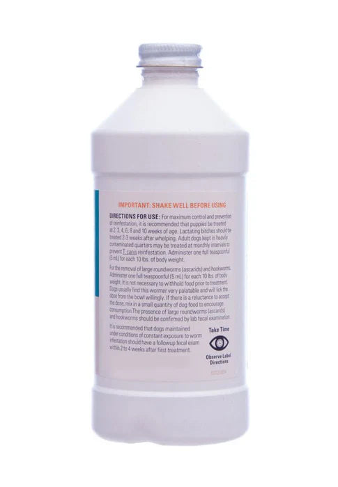 Durvet Liquid Wormer 2x for Puppies and Adult Dogs 8 oz. Hookworms Roundworms Safe
