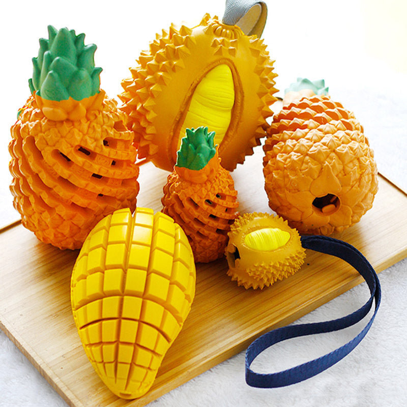Rubber Dog Chew Toy in Fruit Shapes, Multiple Sizes
