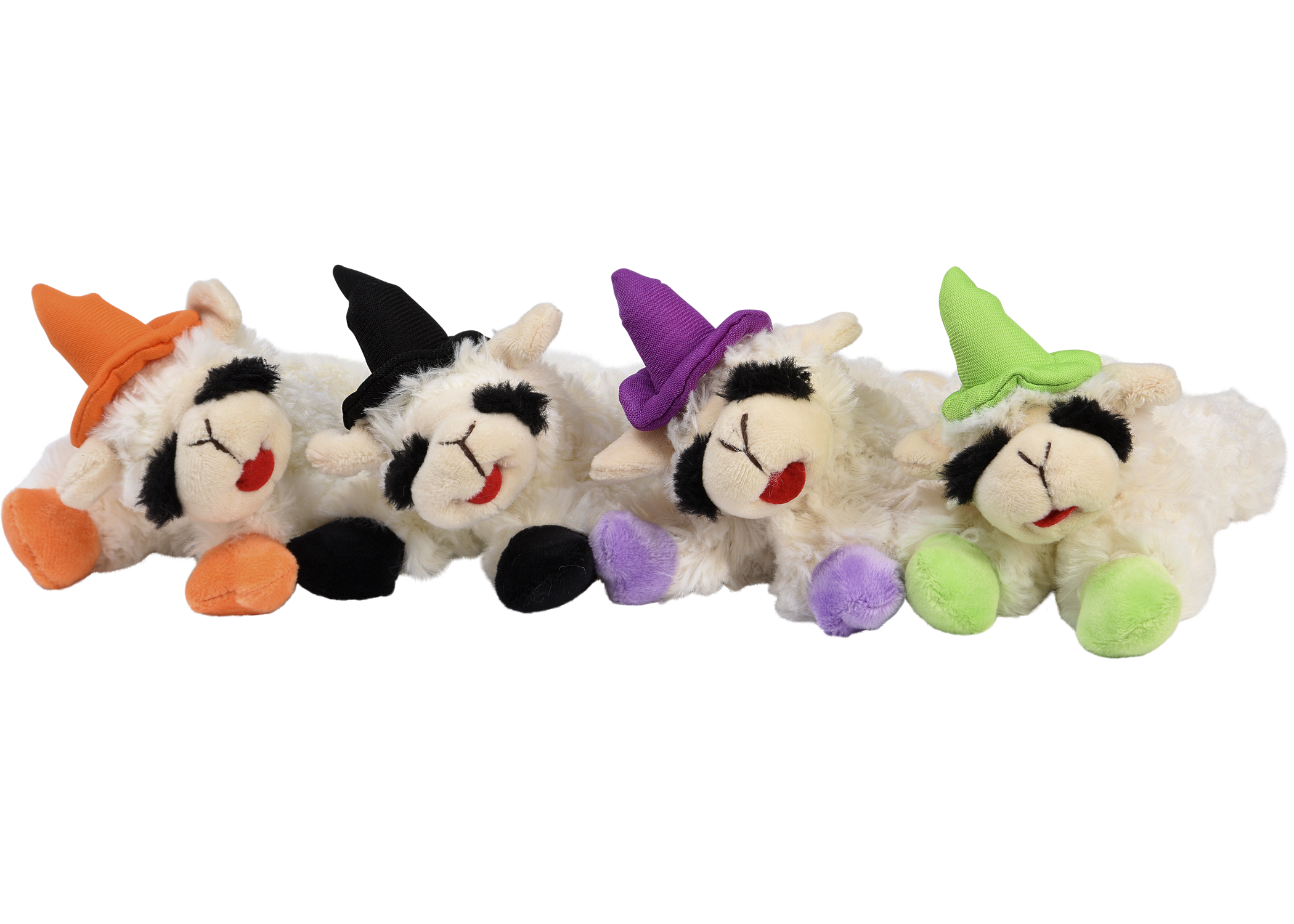 Lamb Chop Plush Dog Toy with Halloween Witch Hat and Squeaker