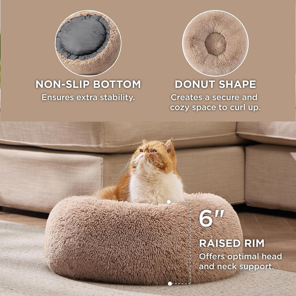 Ultra-Plush Calming Pet Bed, Faux Shag Fur, XS (20"x20")