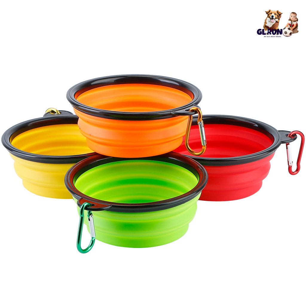 Collapsible Silicone Dog Bowls Set of 4 with Carabiners