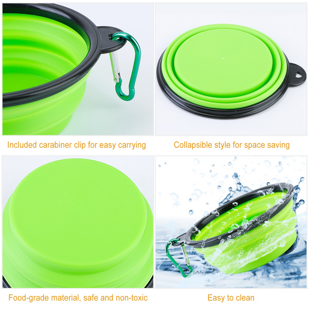 Collapsible Silicone Dog Bowls Set of 4 with Carabiners