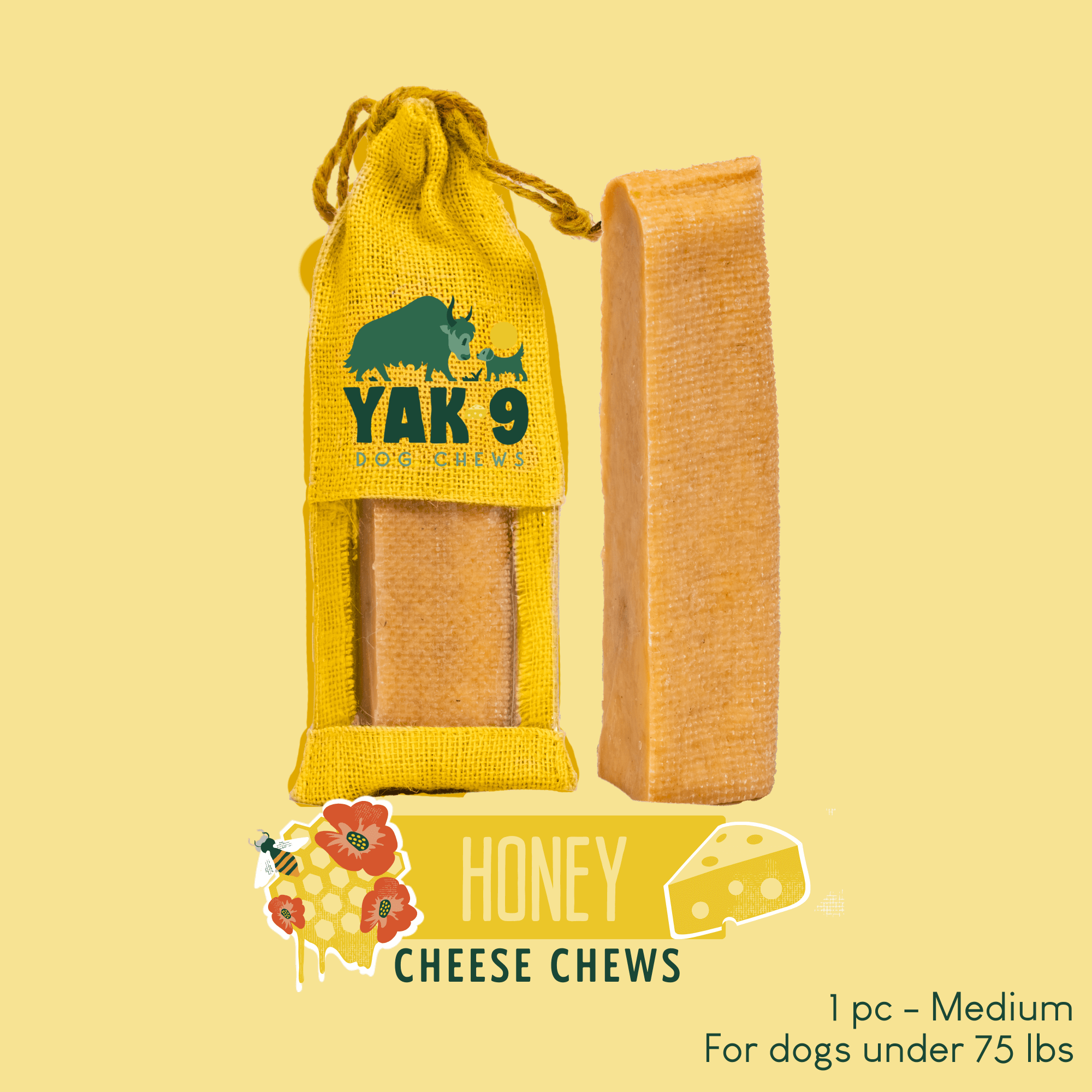 Honey Yak Cheese Dog Chews with Organic Himalayan Honey