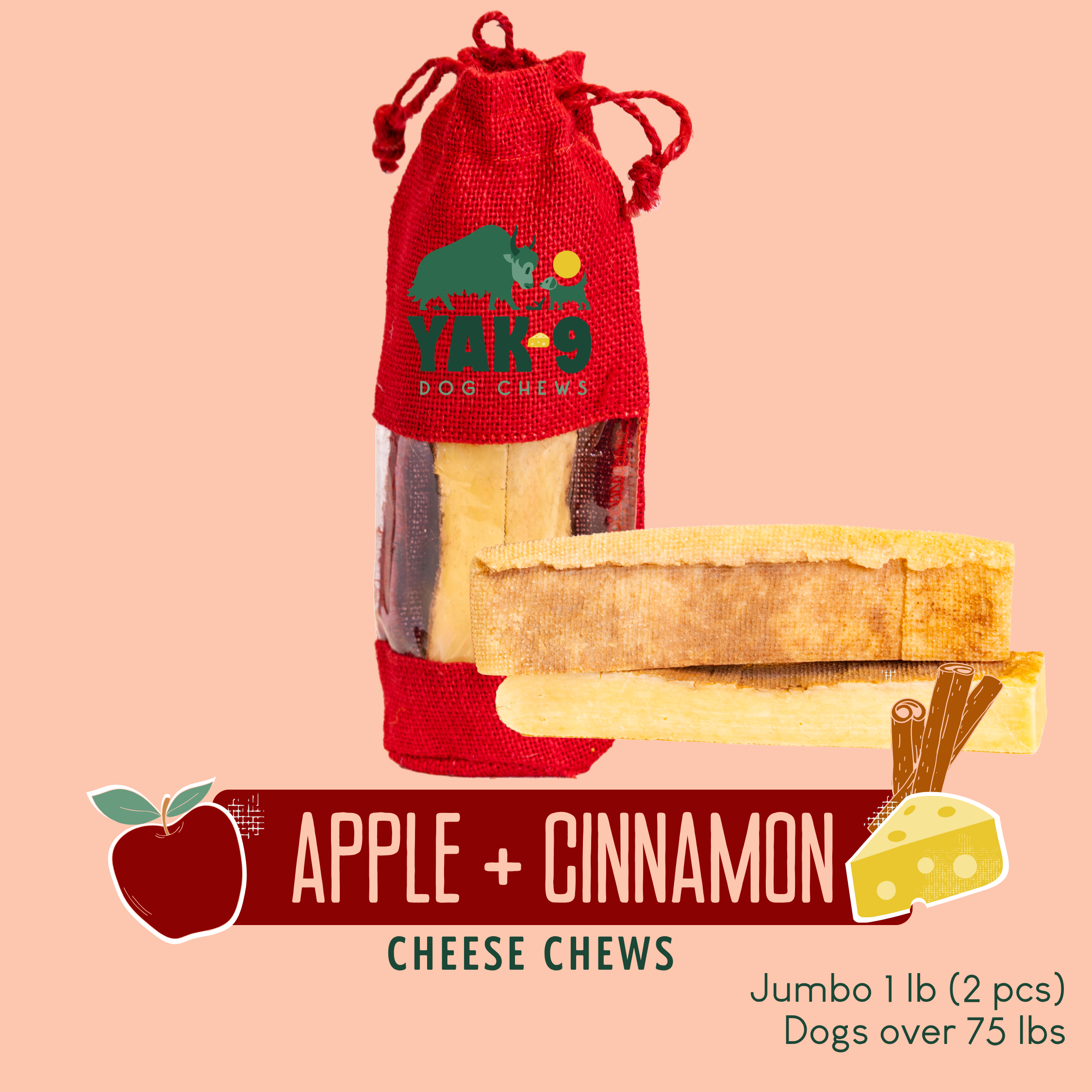 Apple & Cinnamon Yak Milk Dog Chew – All Natural Ingredients