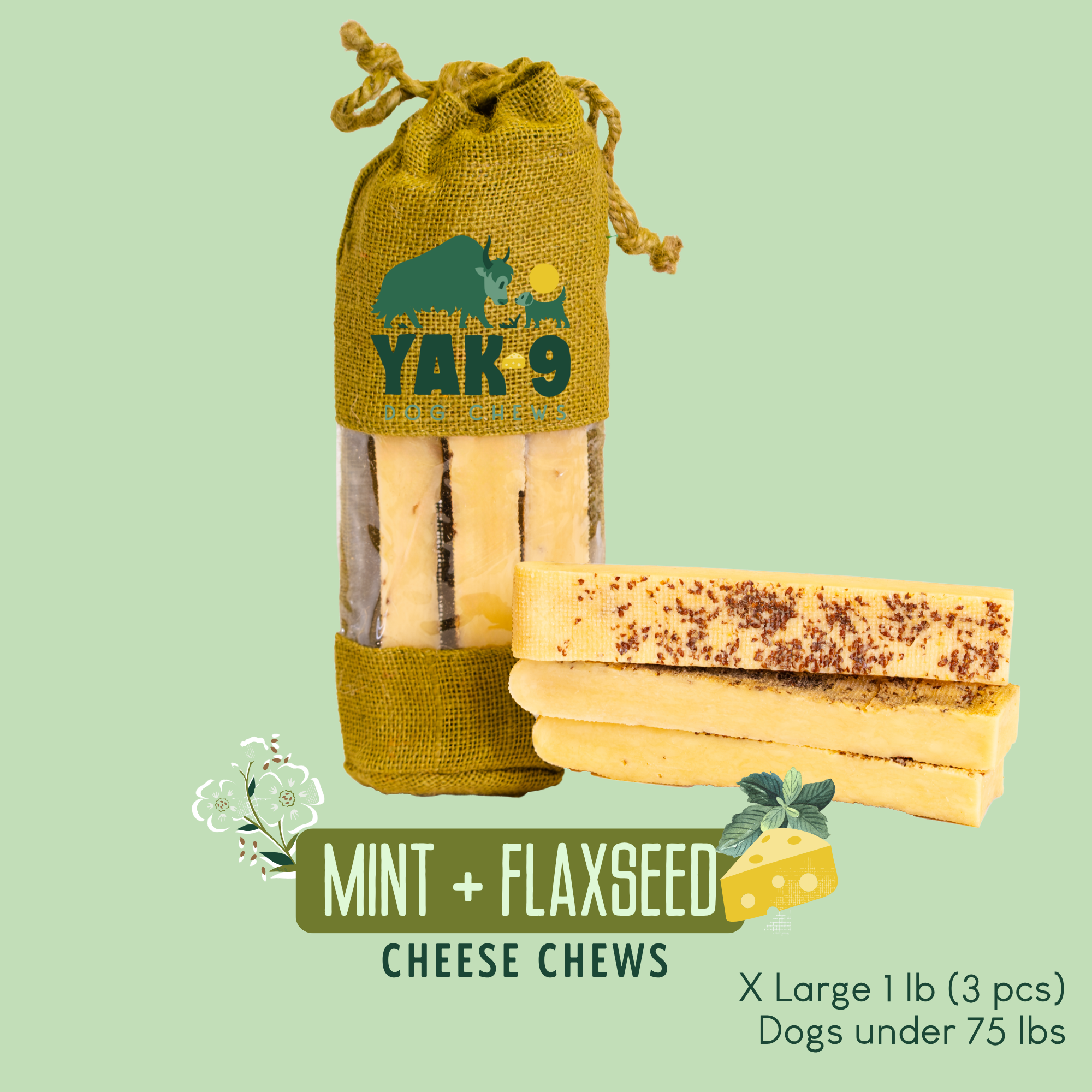 Yak9 Flaxseed & Mint Yak Chews for Dogs